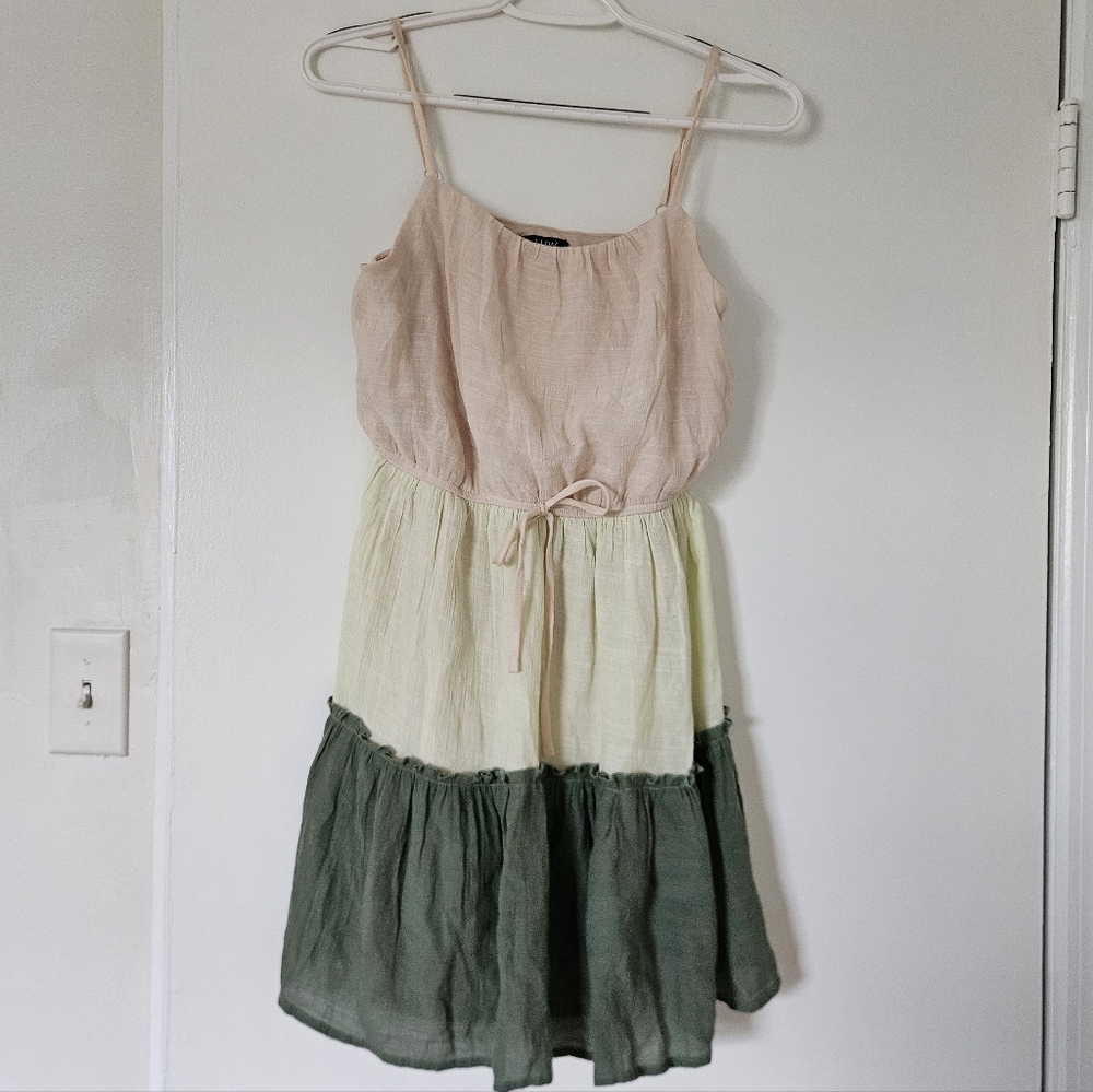 Womens Top S Y2K Babydoll Tiered Colorblock Forest Fairy Goblincore Indie Earthy